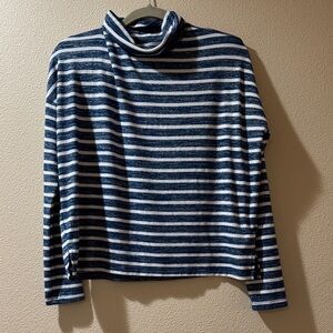 Banana Republic Navy and White Striped Turtleneck Sweater